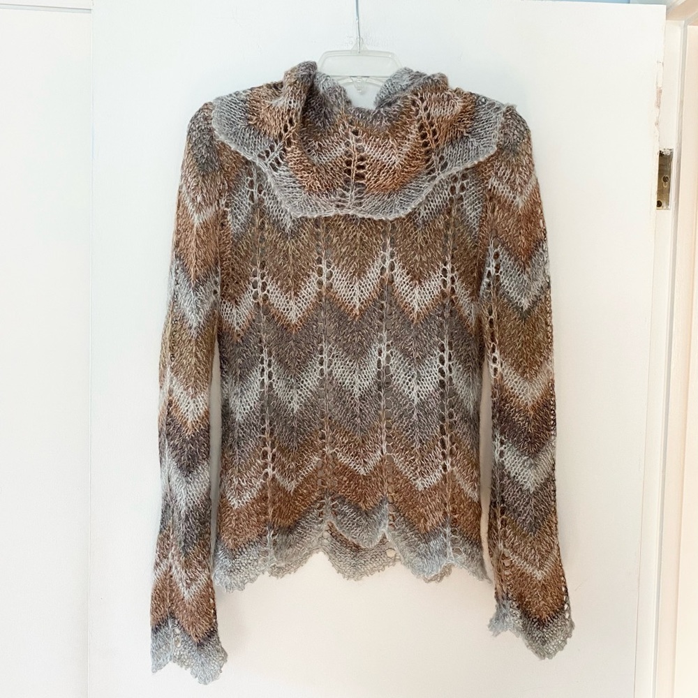 Relais Knitware crochet boho y2k cowl neck sweater small